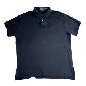 Polo by Ralph Lauren Henley Polo Shirt Men's L Custom Fit Flaws Noted Dark Black